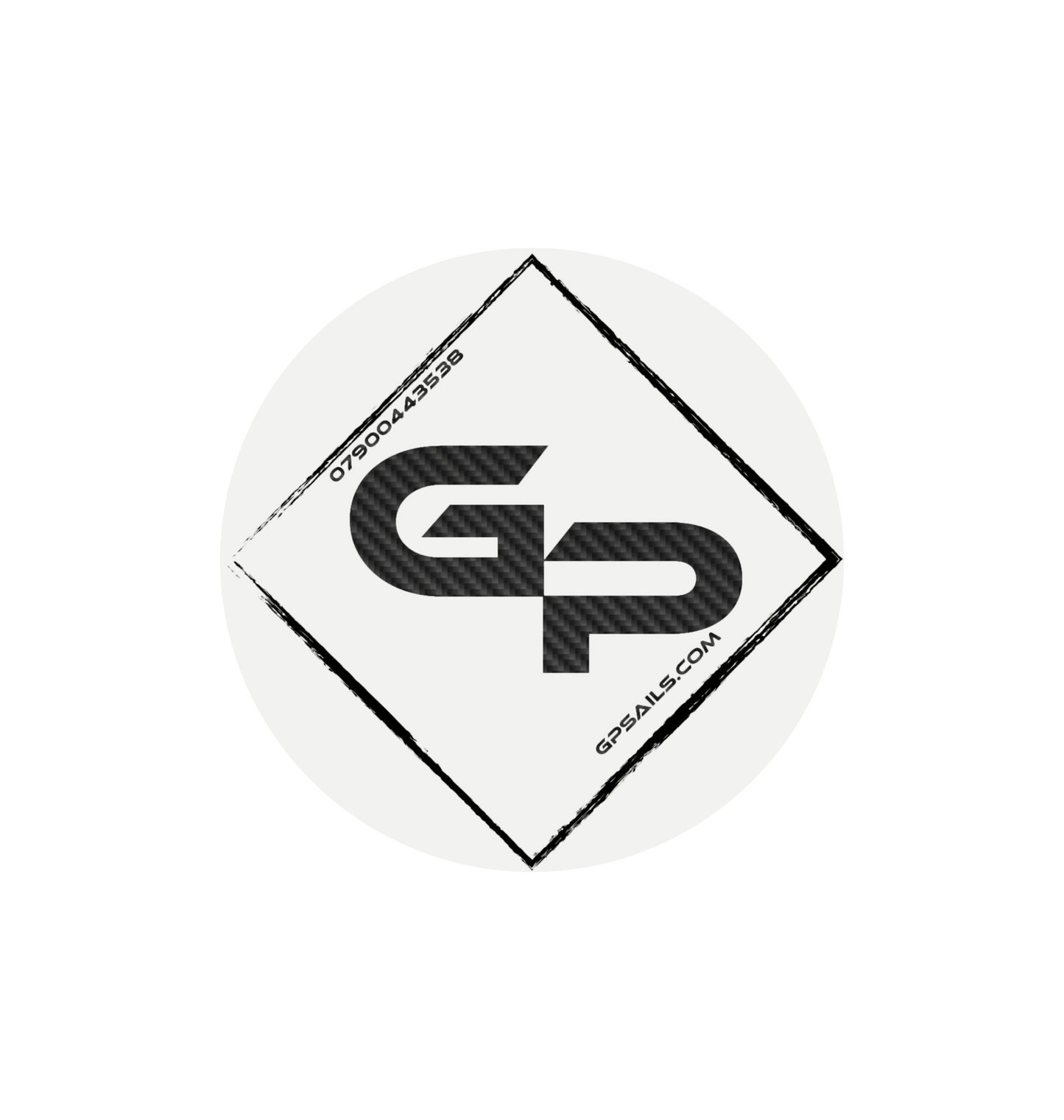 White Printed Circle Sticker Front