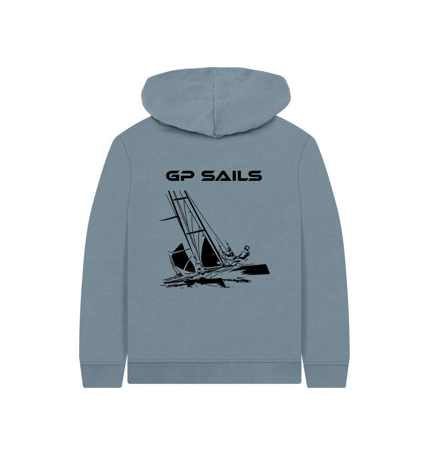 Stone Blue Printed Kids Hoodie Back