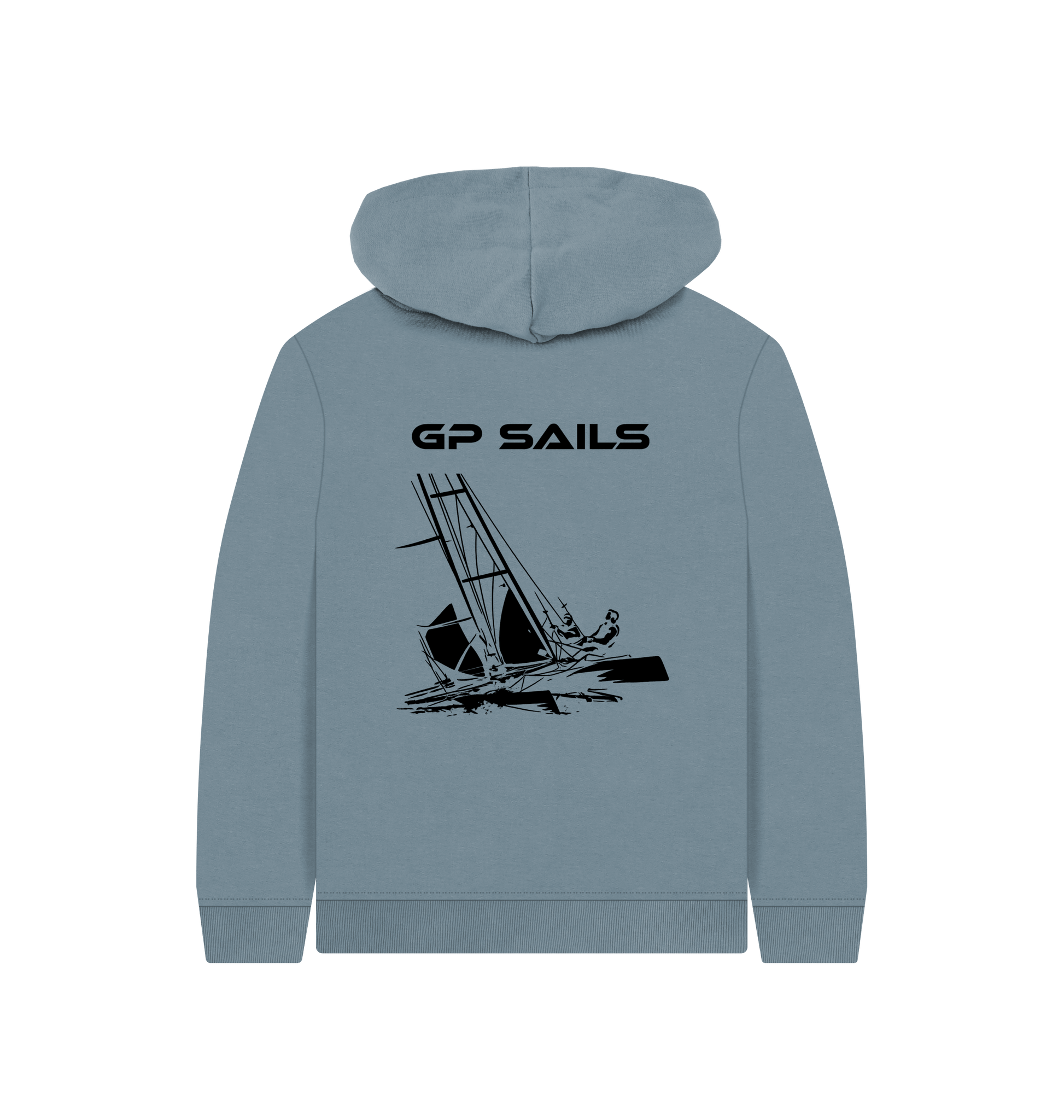 Stone Blue Printed Kids Hoodie Back