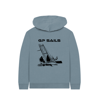 Stone Blue Printed Kids Hoodie Back