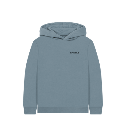 Stone Blue Printed Kids Hoodie Front