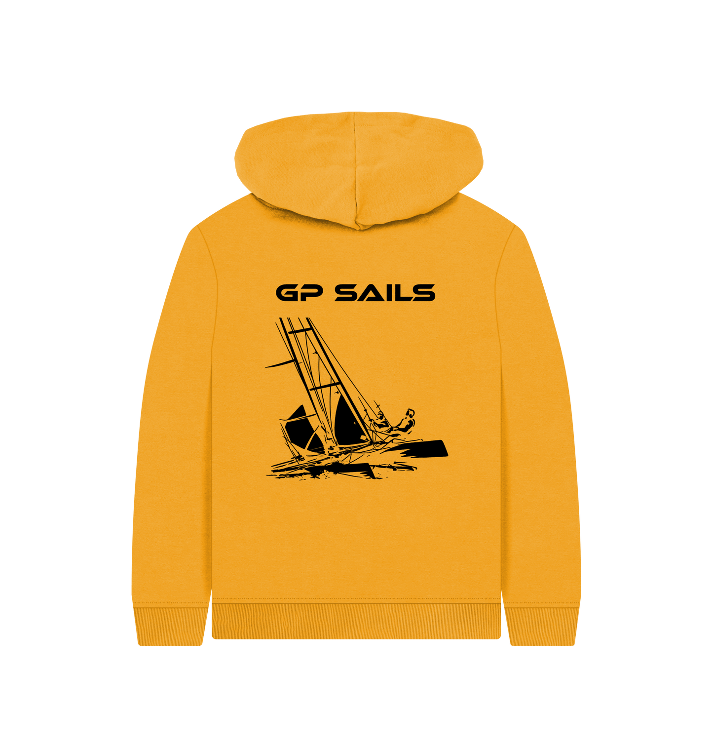 Mustard Printed Kids Hoodie Back