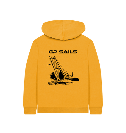 Mustard Printed Kids Hoodie Back