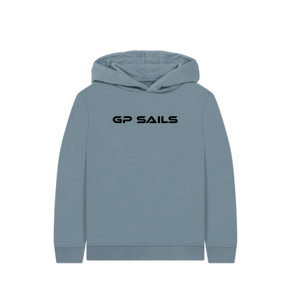 Stone Blue Printed Kids Hoodie Front