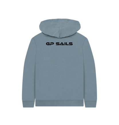 Stone Blue Printed Kids Hoodie Back