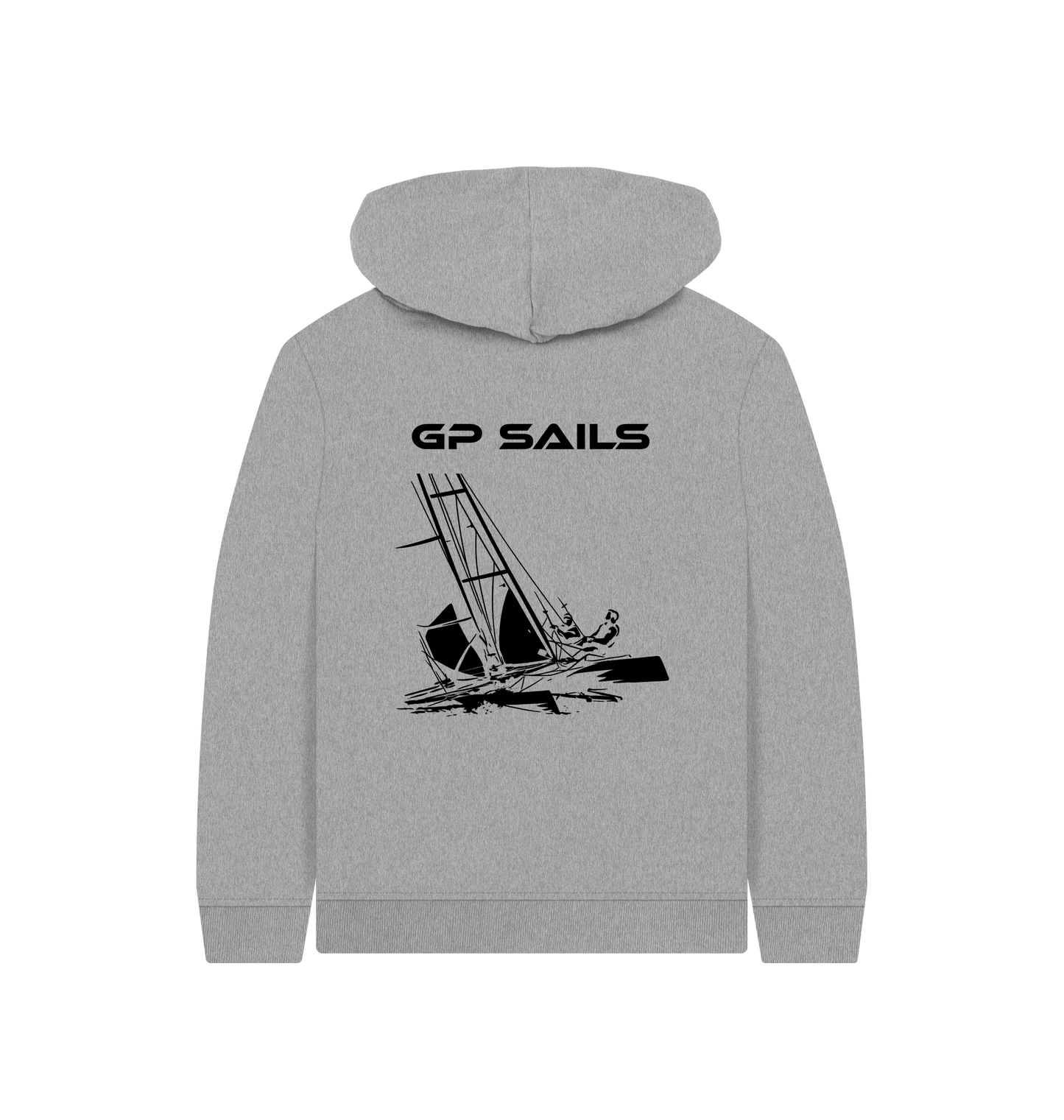 Athletic Grey Printed Kids Hoodie Back