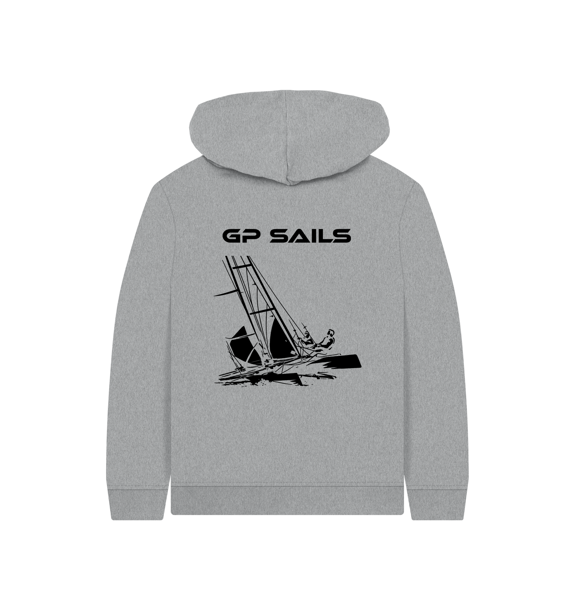 Athletic Grey Printed Kids Hoodie Back