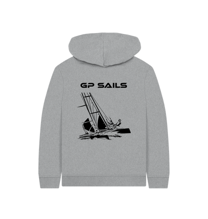 Athletic Grey Printed Kids Hoodie Back