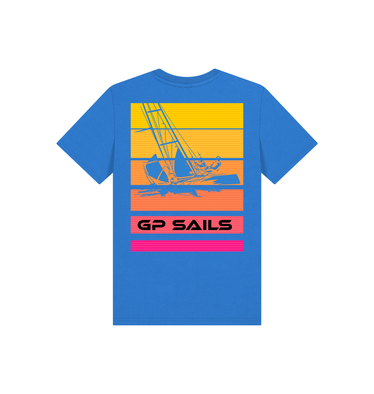 Bright Blue Printed Kids T-Shirt Back